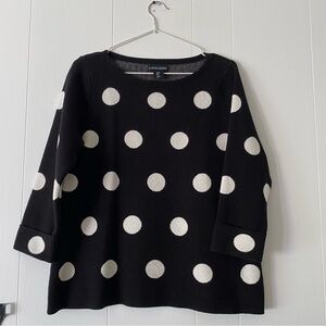Cynthia Rowley black and white polka dot crew neck sweater size M